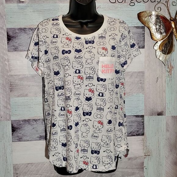 Hello Kitty Sanrio Tossed Super Soft Sleep Top Tee Shirt Sz M 723 - Picture 2 of 8